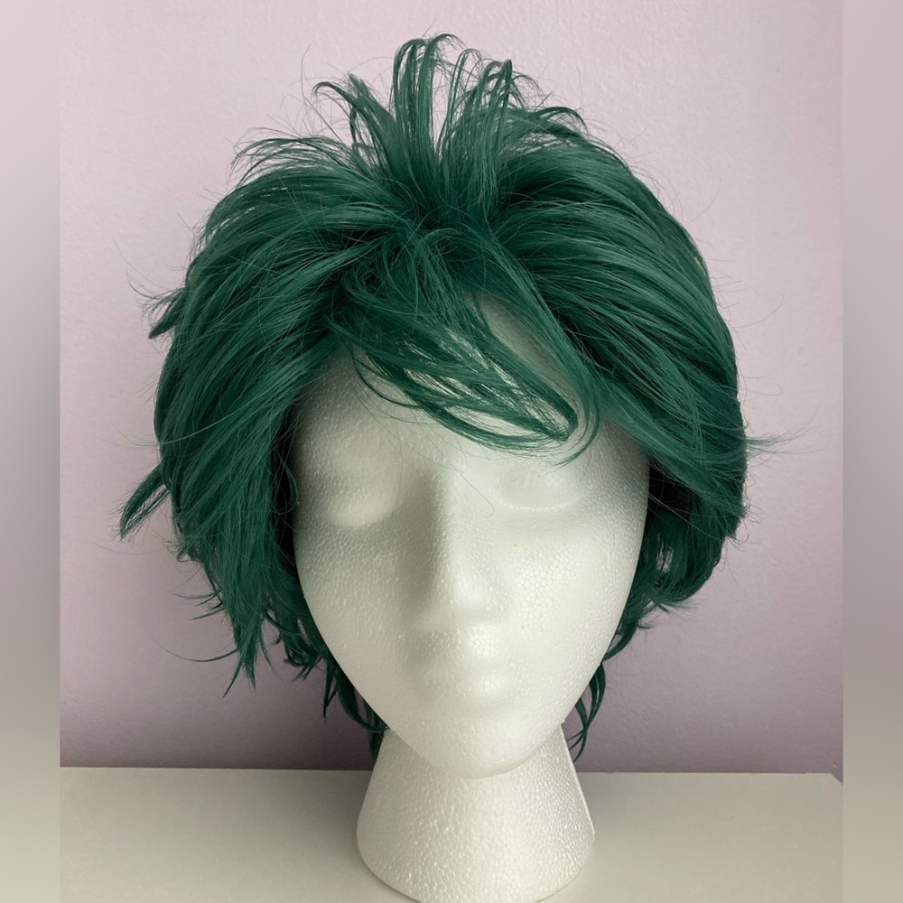Short green pre-styled wig cosplay Deku wig Halloween costume wig